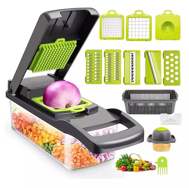 Multifunctional 12-In-1 Fruit Vegetable Cutter/Dicer/Slicer/Chopper