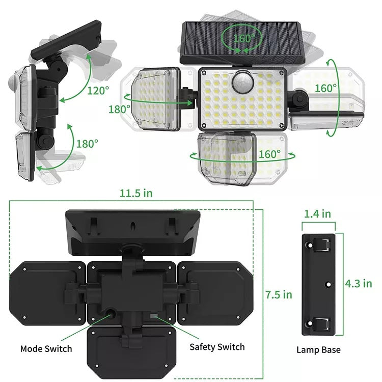 4 Head Solar Light with Remote