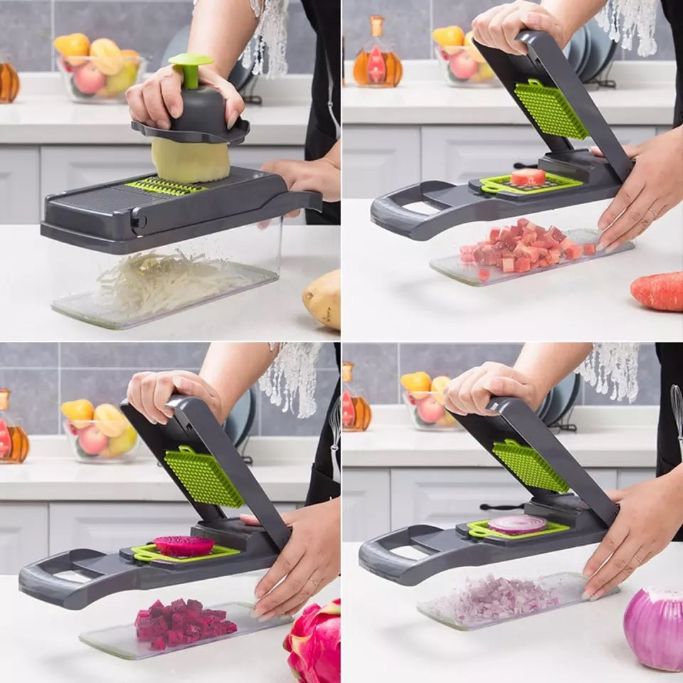 Multifunctional 12-In-1 Fruit Vegetable Cutter/Dicer/Slicer/Chopper