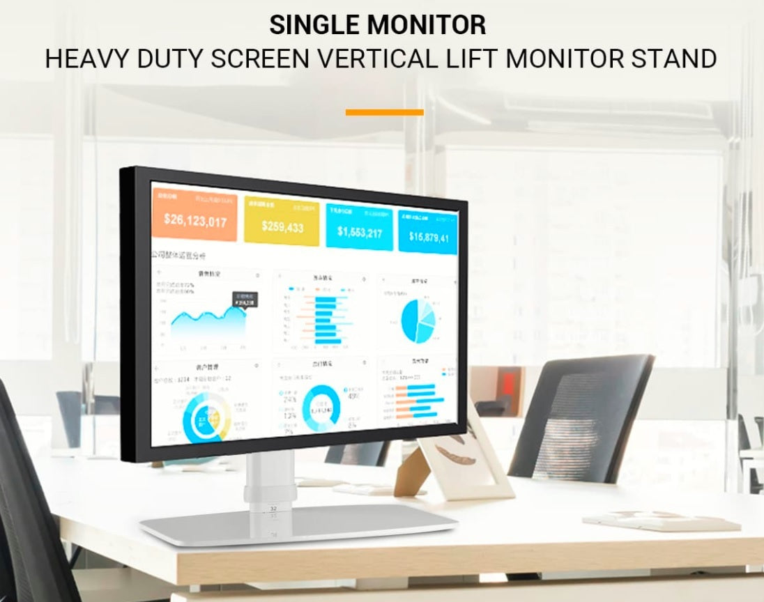 Single Monitor Desk Mount Vertical Lift Monitor Stand 17"-27"