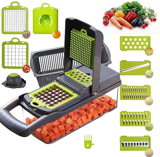 Multifunctional 12-In-1 Fruit Vegetable Cutter/Dicer/Slicer/Chopper