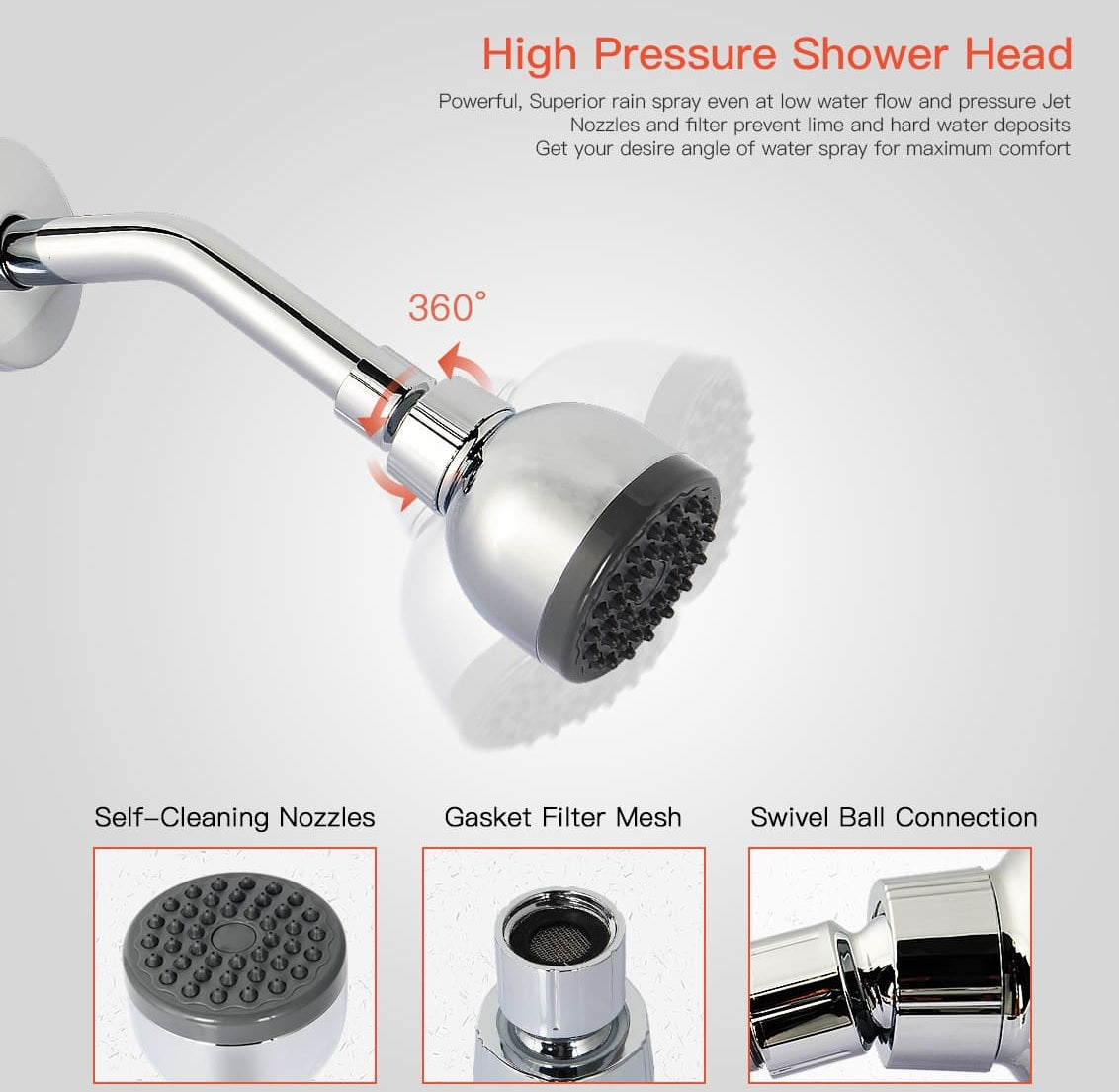 Bathroom Wall Mounted Rainfall Shower Faucet Set, With Pressure Balance Valve