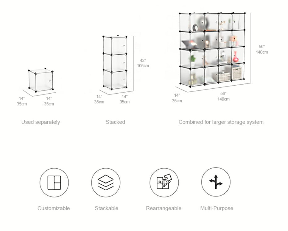 Cube Modular Rack 16-Cube Modular Shelving Storage Organizer Cube Unit Interlocking Ward ...