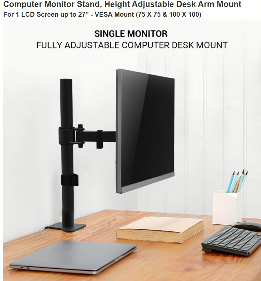 Single Monitor Desk Mount for 13" to 27" Monitors